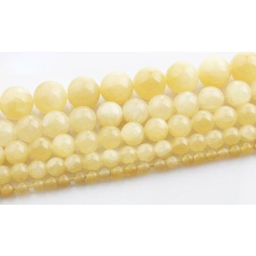 15"(38cm) Strand Round Natural Beige Jade Stone Rocks 4mm 6mm 8mm 10mm 12mm Beads for Jewelry Making DIY Bracelet Findings