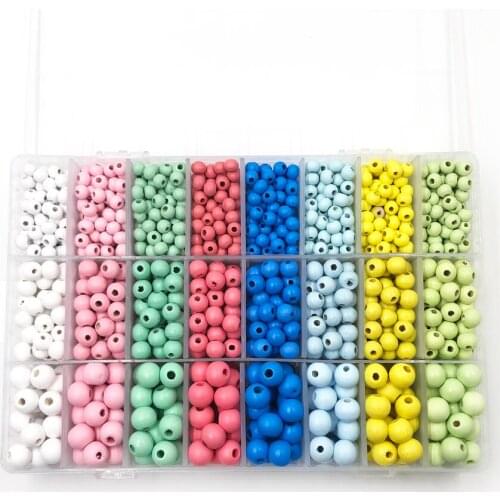 1760pcs 6-10mm Wooden Round Beads Natural Wood Bead Candy colors beads Jewelry Making Handmade For Bracelet necklace DIY Jewelry