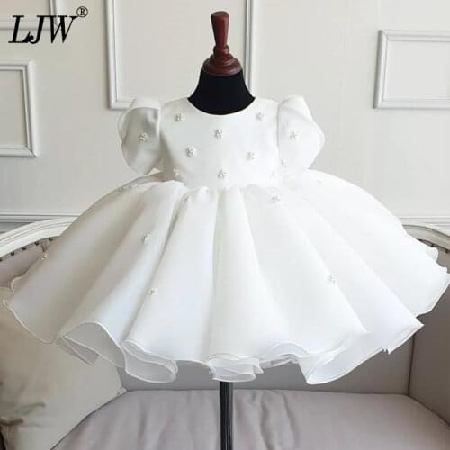 Baby girls dress 2020 new arrival baby birthday party dress white round neck sweet girl princess dress 1-12Yrs wear