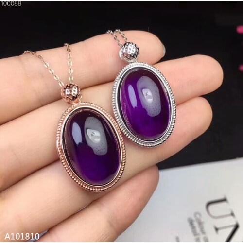 KJJEAXCMY boutique jewels 925 pure silver inlaid Natural Amethyst Pendant
