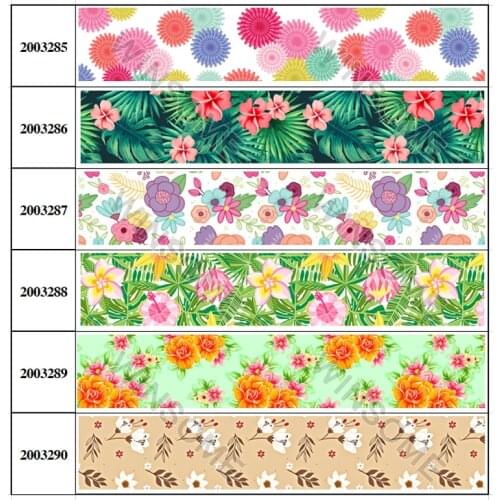 New 10yards different sizes colorful flowers pattern printed grosgrain ribbon