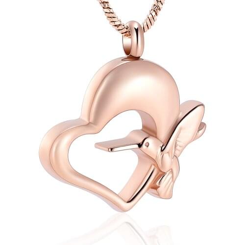 Cremation Jewelry Hummingbird with Heart Urn Necklace for Ashes Lockets Keepsake Holder Memorial Jewelry