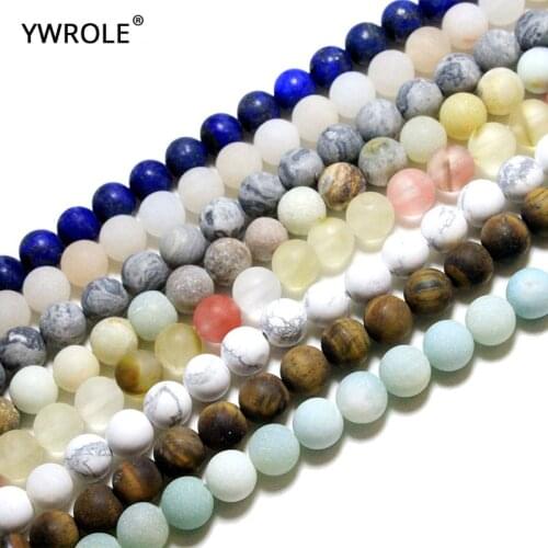 Matte Natural Stone Round Beads Mixed Gem Tiger Eye Amazonite Smoky Quartzs For Jewelry Making DIY Necklace Bracelet 4-10MM