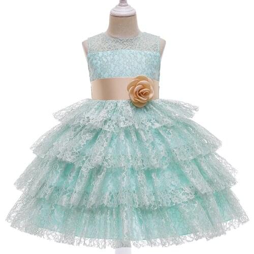 Lace Flower Girls Dresses 2021 Scoop Ball Gown Princess Little Girls Wedding Party Dress First Communion Gowns