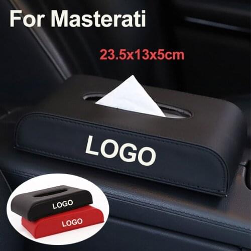 PU Leather Fashion Creative Car Tissue Box Holder Auto Interior Storage Packing Covers Red/Black ForGhibli GranTurism Levine