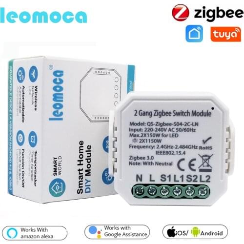 Tuya Zigbee Smart Switch Module 110-240V Control Light Switch Controller Automation module Relay Work With Alexa/Google Home