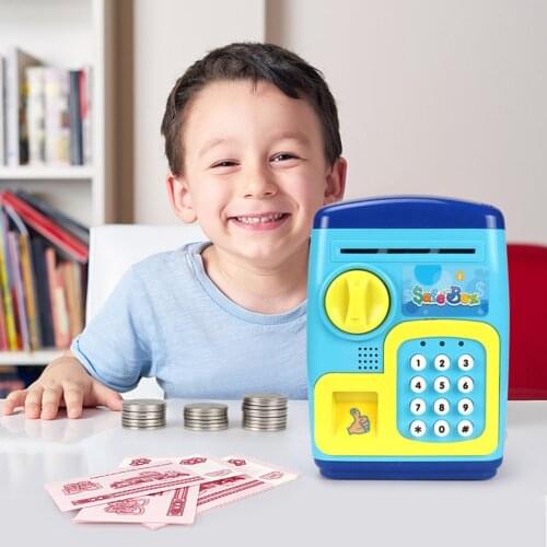 Cartoon Password Piggy Bank Smart Fingerprint Safe Storage Tank Kids Toy