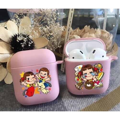 Cartoon Peko Milky Girl Boy Sweet pink TPU silicone Bluetooth Airpod Case For Airpods 1 Airpods 2 Airpods pro soft cover
