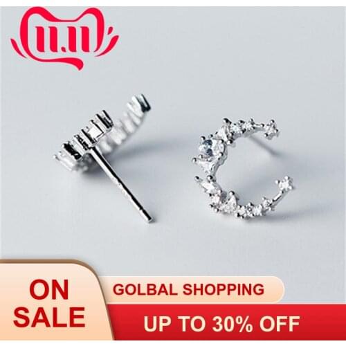 New fashion S925 s-ilver earrings temperament crescent moon zircon earrings ladies and ladies earrings