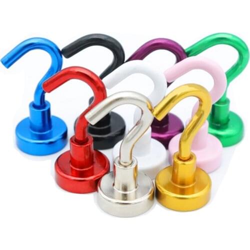 NEW Strong Powerful Neodymium Magnet Hook Salvage Sea Fishing Magnet Colorful Magnetic hook Holder Pulling Mounting Pot withRing