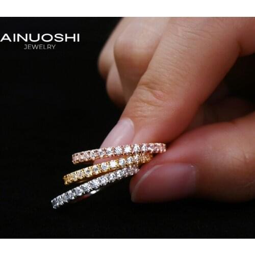 AINUOSHI Full Eternity Rings 1.4mm Wedding Band 925 Sterling Silver Sona Simulated Diamond Engagement Rings for Women squillare