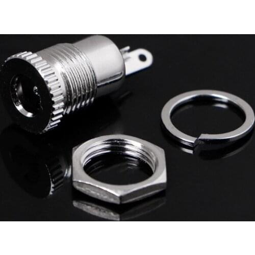 OOTDTY 1PC 5.5 mm x 2.1mm DC Power Jack Socket Female Panel Mount Connector with Washer and Hexagonal Fixing Nut e5behot