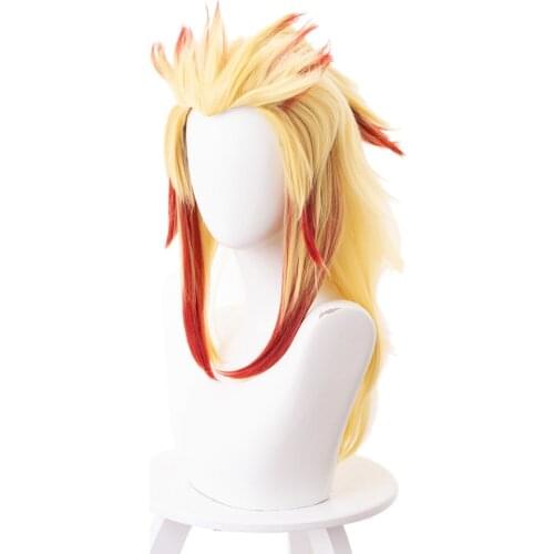 Demon Slayer Kimetsu no Yaiba Rengoku Kyoujurou Cosplay Wig Hair Halloween Carnival Wigs