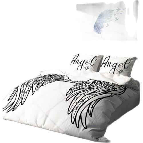 Angel Wing 3D Cotton Satin Double Duvet Cover Queen King Bed Linen Twin Full Angel Pillowcases Best Quality 3d Double Duvet Sale
