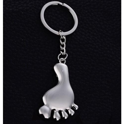 Charm Zinc Alloy Base Feet Style Key Chain Ring Holder Creative Casual Car Keychain Key Finder Bag Keyfobs Jewelry Gift J025