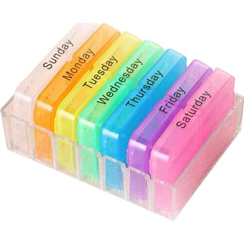 Portable 7 Days Weekly Pill Organizer Tablet Pill Storage Box Plastic Medicine Box Splitters Health Care Tool Makeup Organizer
