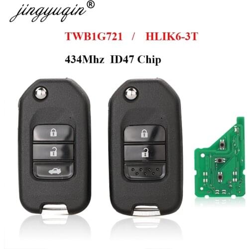 Jingyuqin 2/3BTN Remote Key for Honda Civic Accord City CR-V Jazz XR-V Vezel HR-V FRV Spirior JADE 433MHz HLIK6-3T / TWB1G721
