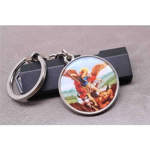 Religious Double-sided Jesus Icon Keychain, Charm Jesus Christ Icon Keychain, Car Jewelry Key for 35mm