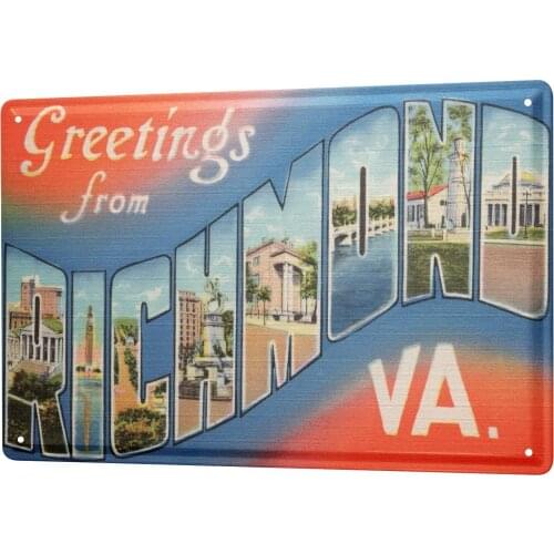 SINCE 2004 tin Sign Holiday Travel Agency Greetings from Richmond