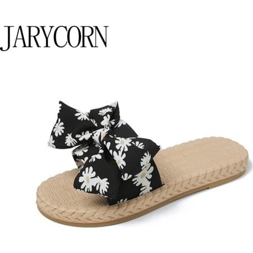 JARYCORN Little Daisy Sandals New Summer net infrared wear soft anti slip flat bottom fairy bow flip flop