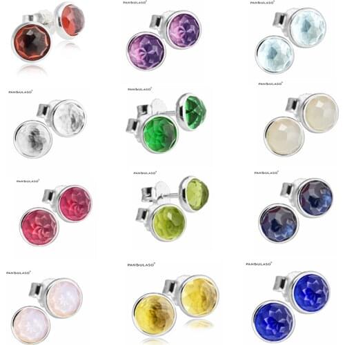 12 month STONE Droplet Stud Earrings Sterling Silver Jewelry Studs Earrings For Woman Wedding Fashion Elegant Earrings