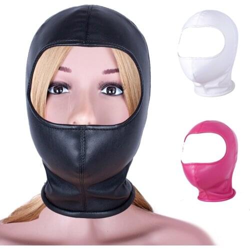 SM PU Leather Hood Mask,Head Harness Mask,Fetish Open Eye Face Slave Sex Party Mask For Women Men Bdsm Bondage Gimp Erotic Tools