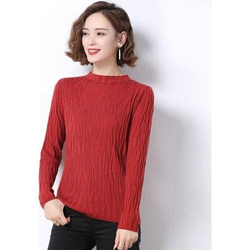 Fall Winter Women Turtleneck Beige Blue Black Red Knitting Pullovers Sweater , Korean Stretchy Knit Sweaters for Woman Clothes