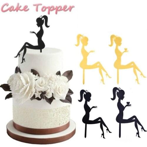 High Heels Lady Girl Acrylic Cake Topper Weddding Cake Decorations Happy Birthday Cupcake Topper Party Supplies Dessert Sign