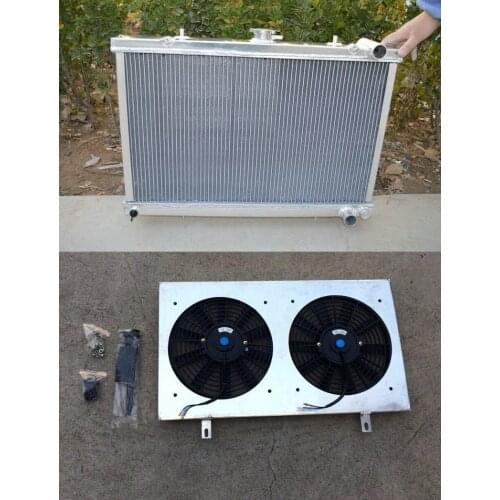 3 Row Aluminum Radiator & Shroud & Fans For NISSAN SKYLINE S13 CA18 R32 RB20 Hot Selling