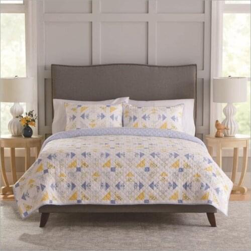 100% cotton Quilted Geometric pattern Bedspread Bed Cover Bed Sheet size full queen super king size blanket Pillowcases 3pcs