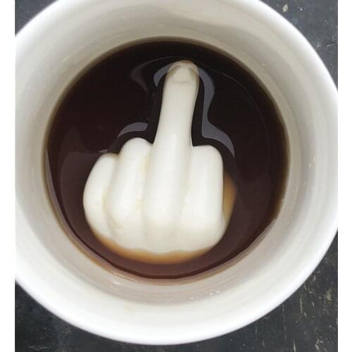3D Inner Middle Finger Cute Coffee Milk Ceramic Cup Novelty Style Design White Funny Gift For Friend Relax Stress Office Crafts