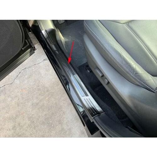 Black Inner Door Sill Protector Bumper Cover Trim For 2019-2021 Subaru Forester Fiber Decoration New 4PCS