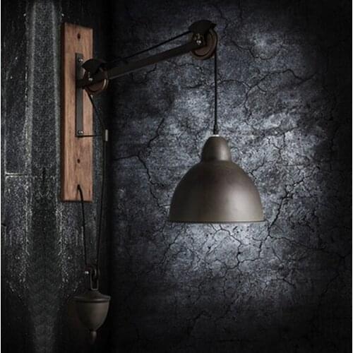 American country style wall light industry retro Lift Retractable Pulley Wall Sconce Lighting Bar Cafe Light