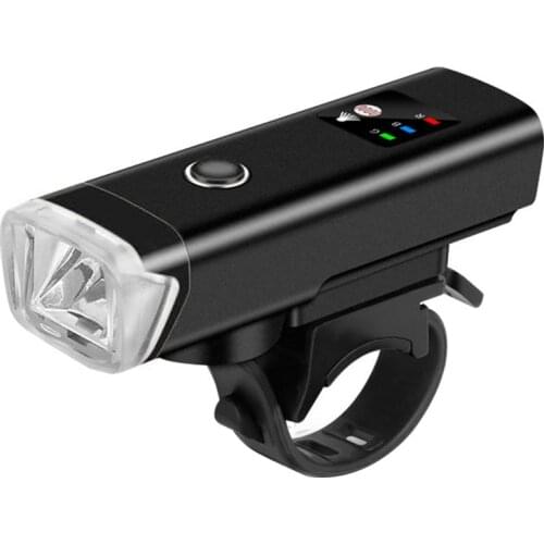 BORUiT USB Rechargeable Bicycle Light Waterproof LED Bike Light Smart Induction Cycling Headlight With Horn Bicycle Flashlight