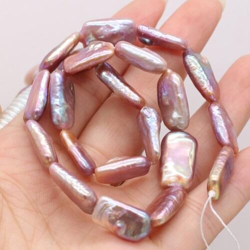 Natural Freshwater Pearl Beaded Irregular Purple Rectangle Spacer Beads for Jewelry Making DIY Bracelet Accessories 10x18mm