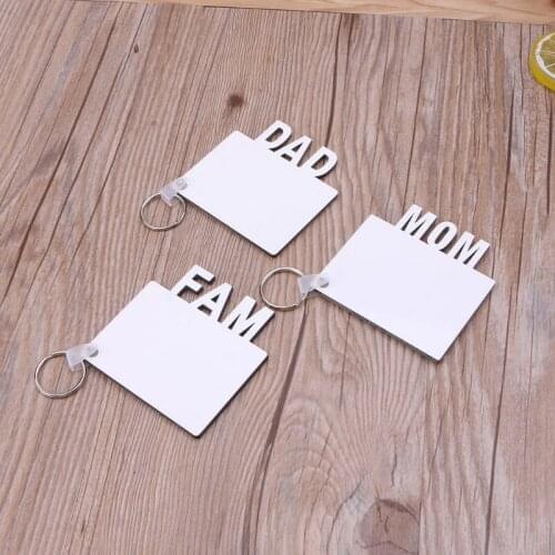 5Pcs Blank Mom Dad Family MDF Keychains Sublimation Heat Transfer Photo Wooden DIY Keychains Keyrings Kit Jewelry Making