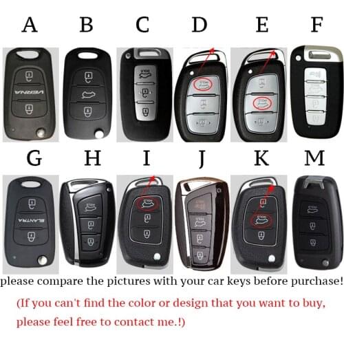 12 Style Leather Car Key Cover Case Fit For Hyundai Solaris Accent Elantra Key Cover With Keychain Car Accessories