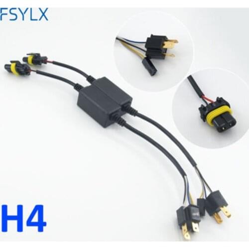 FSYLX 2pc H4 bixenon adapter Hi-Lo Relay Wiring Harness HID Xenon Ballast Cable Wire Connector for One Auto Motor Headlamp Light