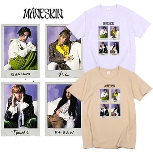 Maneskin Italian Rock Band T Shirt Hip-hop Vintage Men Hipster Tee New Summer Fashion Casual Women Hombre Unisex Camisetas Tops