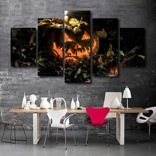 HD 5 piece Printed canvas combine painting halloween pumpkin paintming room decor wall art Free shipping/NY-5832