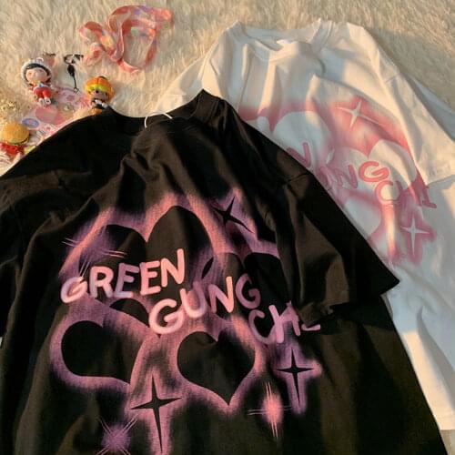 Cool cartoon Y2K Unisex cute Anime loose girls Summer Fashion printed Funny Short-Sleeves oversized Streetwear casual Wild tops