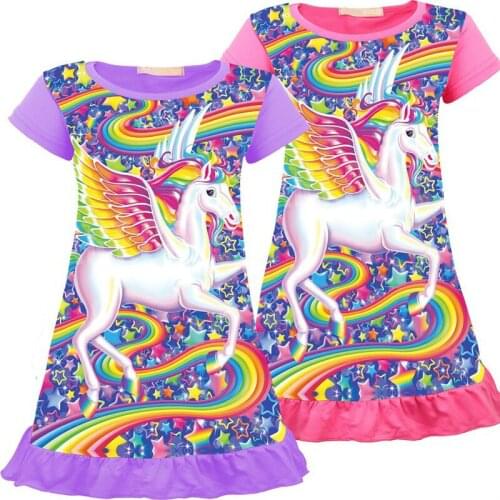 Summer Baby Girls Dresses 2019 Children Unicorn Party Kids Clothes Princess Christmas Dress Clothing