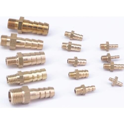 LOT10 Fit Tube I/D 2.5/3/4/5/6/8/10mm Barbed -M3 M4 M5 M6 M8 M10 M12 M16 Male Brass Splicer Tube Connectors Fittings