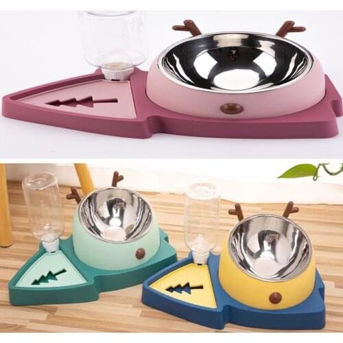 Dog Food Bowl Automatic Feeder Water Dispenser Pet Dog Cat Food Container Drinking Raised Stand Dish bowl Pet Waterer Feeder