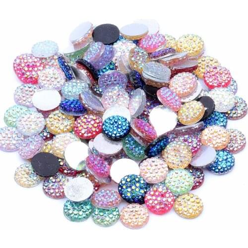 Many AB Colors 8mm 100/500 Piece Big Pack Glue on Round Flatback Resin Rhinestones Without hole Beads DIY Scrapbooking Crafts