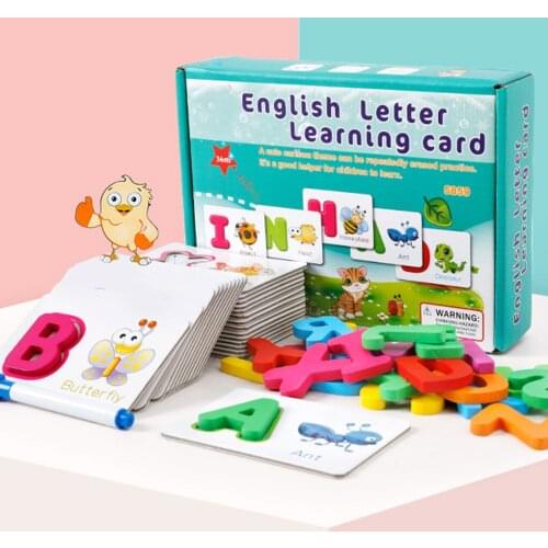 Kids Alphabet Letter Learning Cards Set 26 English Letters Spelling Card Baby Preschool Early Word Toys Alphabet Trainsing