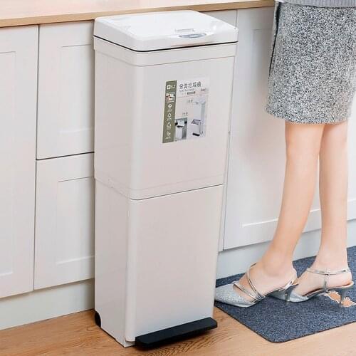 Sticker Kitchen Trash Can Bag Dispenser Dust Bin Bathroom Waste Bin Garbage Kitchen Trash Can Recycle Bin Double Foot Pedal 2021