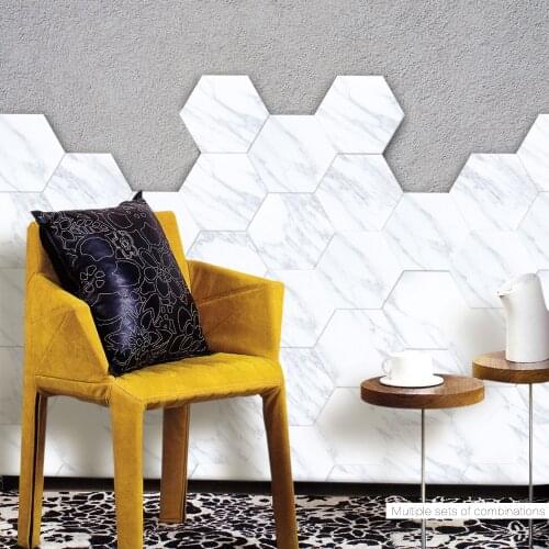 10pcs/set Hexagon White Tile Bathroom Wall Stickers Floor Stickers Waterproof Anti-Slip Art Decal Bedroom Home Decor 20x23cm