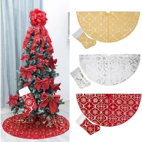 Christmas Tree Decor Snowflake White Christmas Tree Skirt Base Floor Mat Cover For Xmas Decor Xmas Bauble Gift Ornament For Home