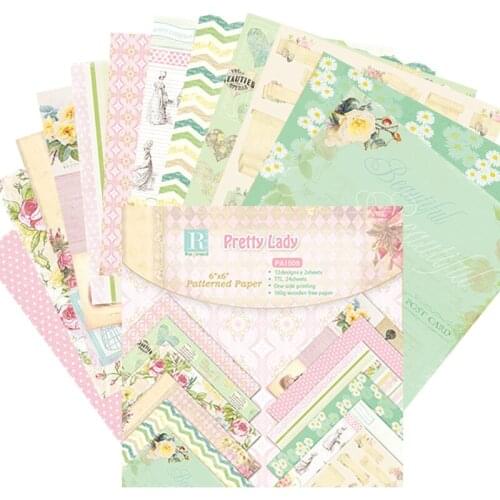 New 6 inch 24 Sheets Pretty Lady Scrapbooking Pads Paper Origami Art Background Paper Card Making DIY Scrapbook Paper Craft